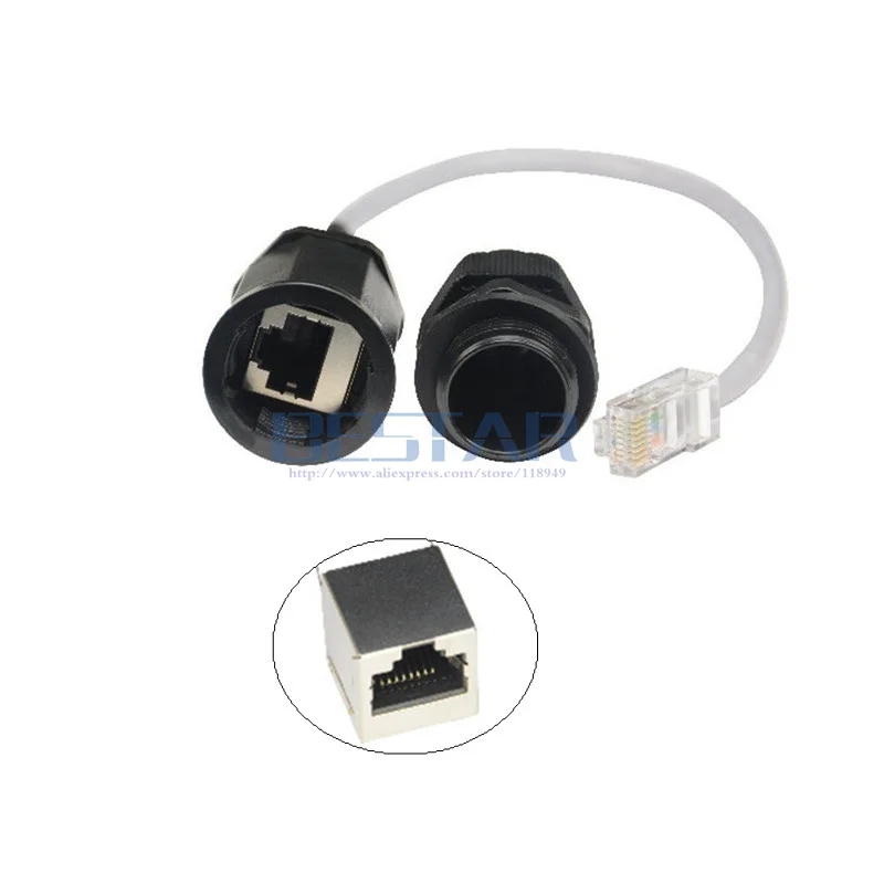 Водонепроницаемый Штекерный разъем RJ45 CAT5E Ethernet LAN RJ 45 штекер гнездо AP outdoor M20 nut IP68