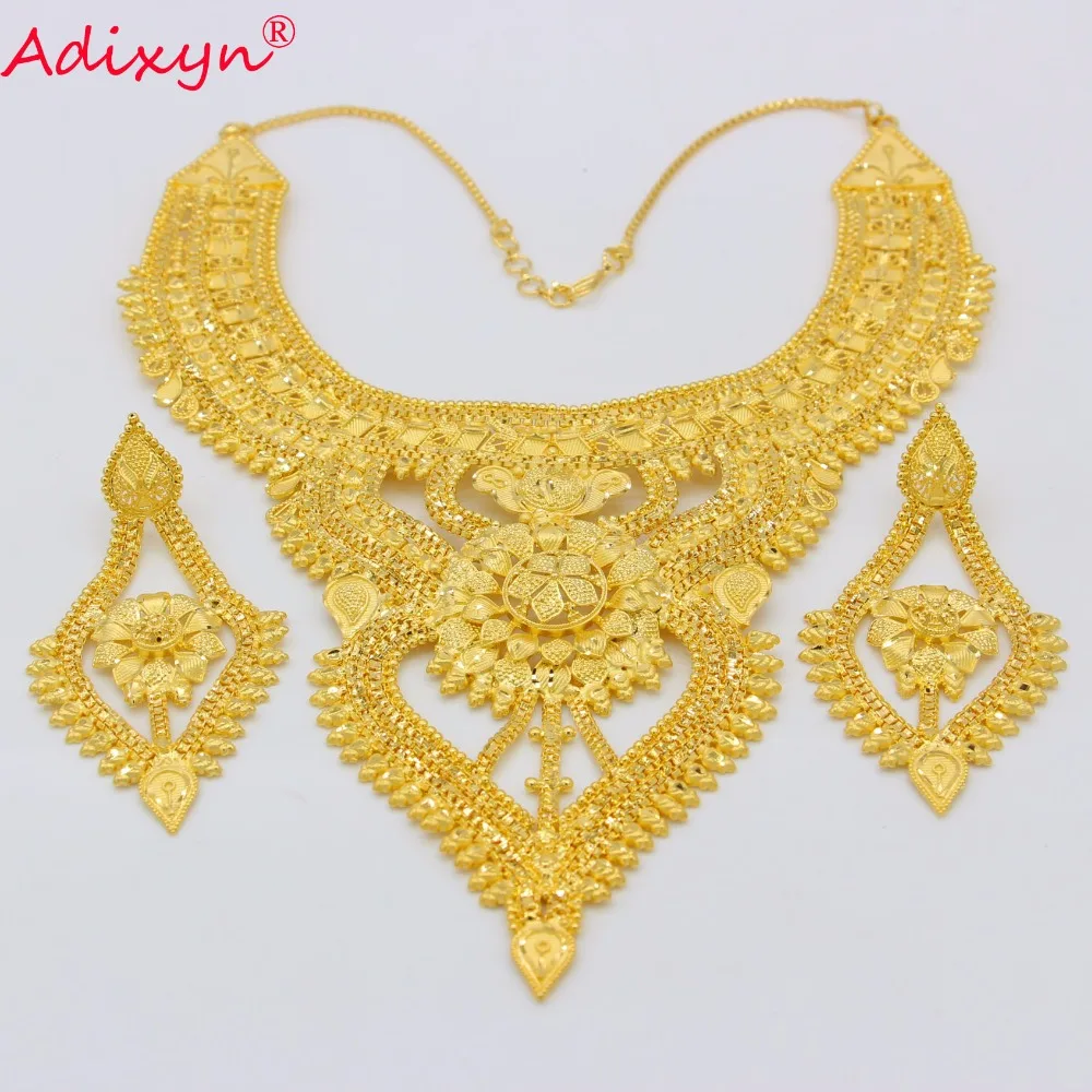 Adixyn Африканский ювелирный набор роскошный золотой цвет/медное ожерелье серьги