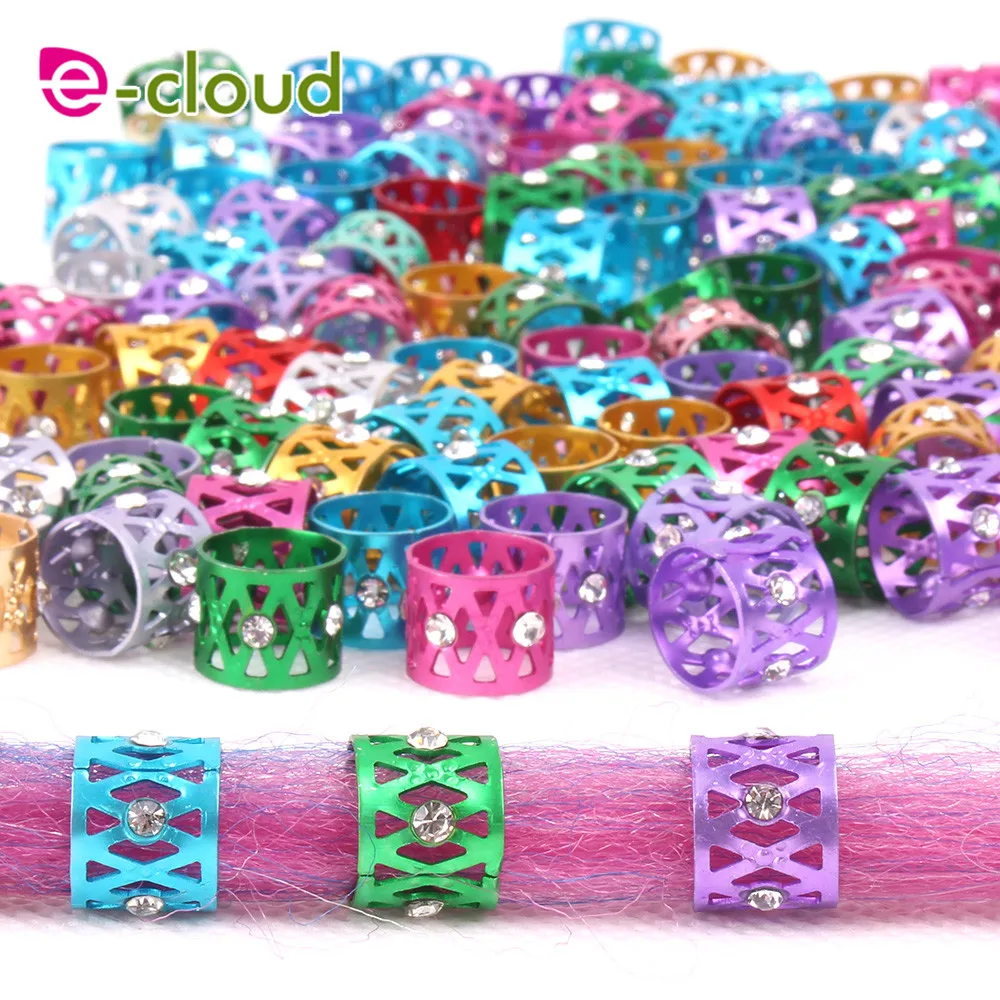 

50pcs/lot Wholesale Dreadlock Beads Colorful Mixed Hair Beads for Dreadlocks Hair Rings Braiding Hair Micro Hair Cuffs