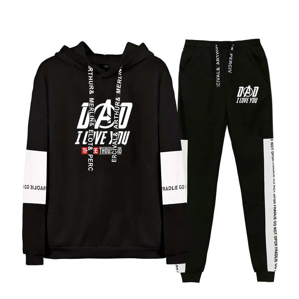 I love you 3000 Print Casual Popular long sleeve hood+trousers Set Hoodies Sweatshirt fashion Streetwear Winter/Autumn 2XS-4XL | Женская