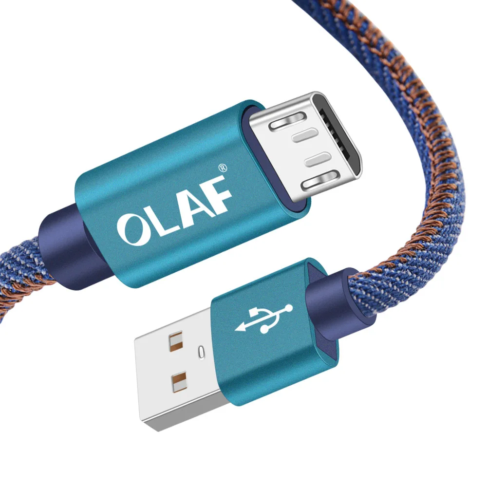 Олаф 2 м деним микро usb зарядный кабель для Xiaomi 2.4A быстрое зарядное устройство мобильный телефон USB кабель для samsung huawei Android USB шнур - Цвет: blue