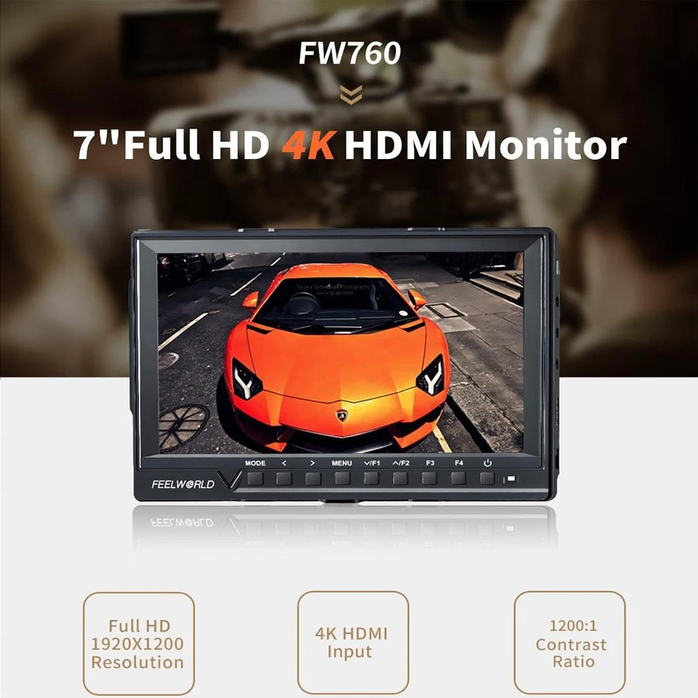 Поддержка Feelworld до 4K FW760 7-дюймовый IPS Full HD 1920x1200 на камеру поле монитора Peaking Focus Assist Histogram Zebra Exposure on.