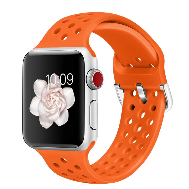 Совместимый резиновый ремешок для Apple Watch 4 5 40 мм 44 мм мягкий силиконовый спортивный дышащий ремешок для iWatch серии 5 4 3 2 1 38 мм 42 мм - Цвет ремешка: Color 8