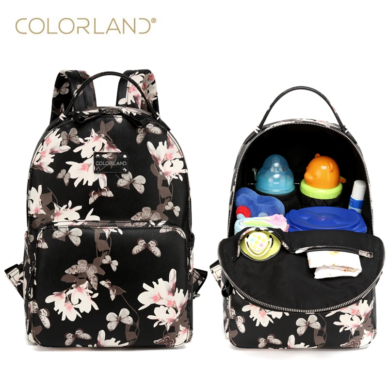 Colorland из искусственной кожи детские подгузники сумка рюкзак+ пеленальный коврик+ влажная сумка