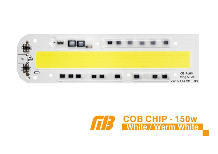 Светодиодный чип COB 20 Вт, 30 Вт, 50 Вт, 70 Вт, 100 Вт, 150 Вт, переменный ток, 220 В, 110 В, IP65 Smart IC, подходит для DIY, светодиодный прожектор, холодный белый, теплый белый