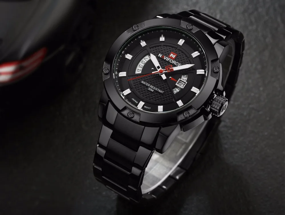 NAVIFORCE Лидирующий бренд Мужские часы Роскошные мужские часы из нержавеющей стали Кварцевые часы Аналоговые водонепроницаемые спортивные армейские военные часы