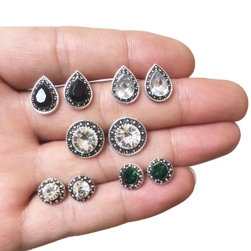 Vintage Geometric Stud Earrings Set For Women Girls 2019 Fashion Bead Stone Flower Small Boucle d'oreille Femme Gifts | Украшения и