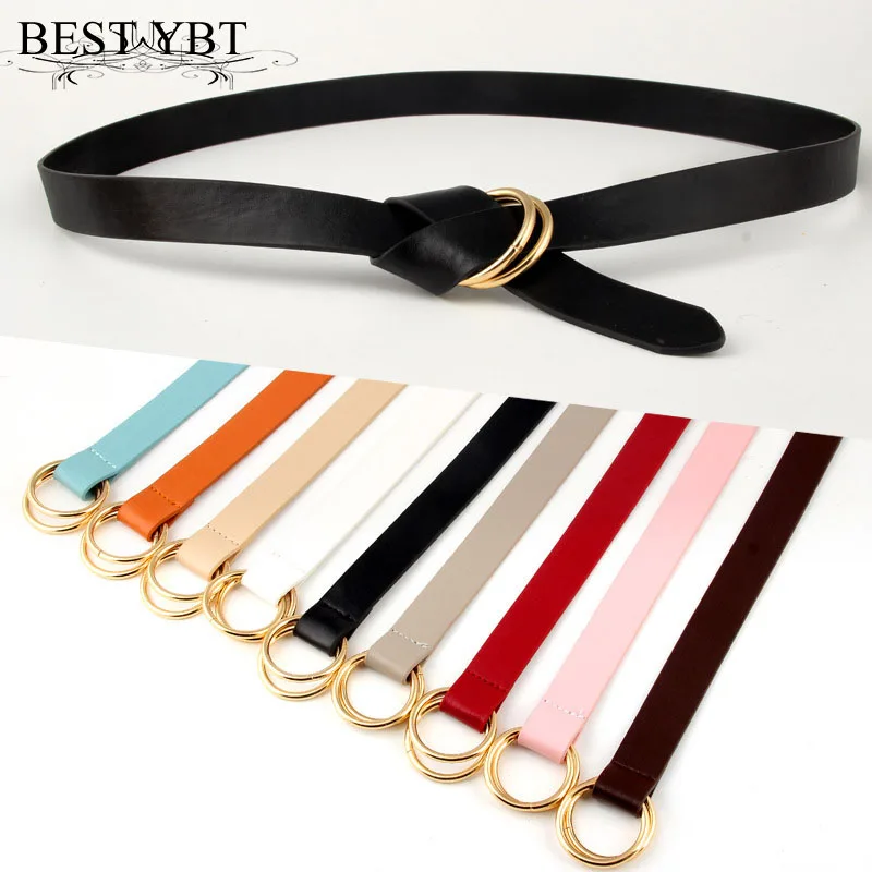 Женский ремень YBT с двумя пуговицами повседневный персонализированным узлом