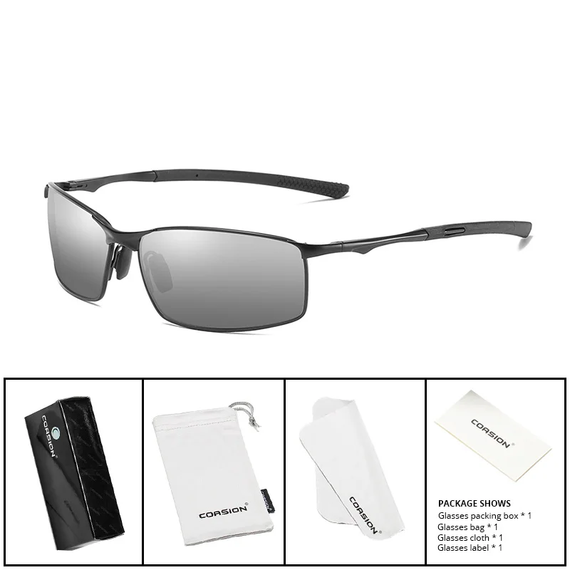 C3 Black Silver COASION Солнцезащитные очки Мужские поляризационные прямоугольная металлическая оправа спортивные очки для вождения солнцезащитные очки для мужчин gafas de sol hombre UV400 CA1170 - Цвет линз: C3 Black Silver