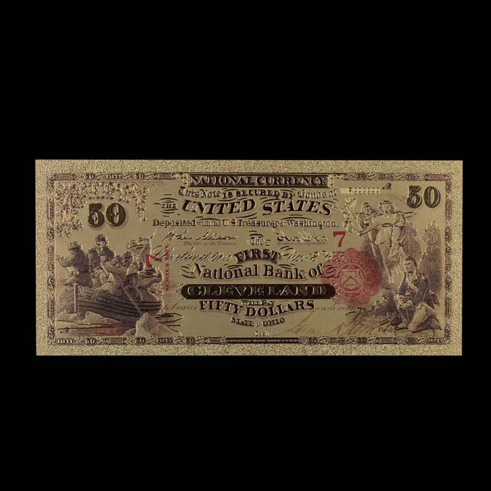 10PCS/SET Unique American Gold Foil 50 Dollar 1975 Banknote Fake Money Art Crafts Highly Collection Craft Supplies | Дом и сад