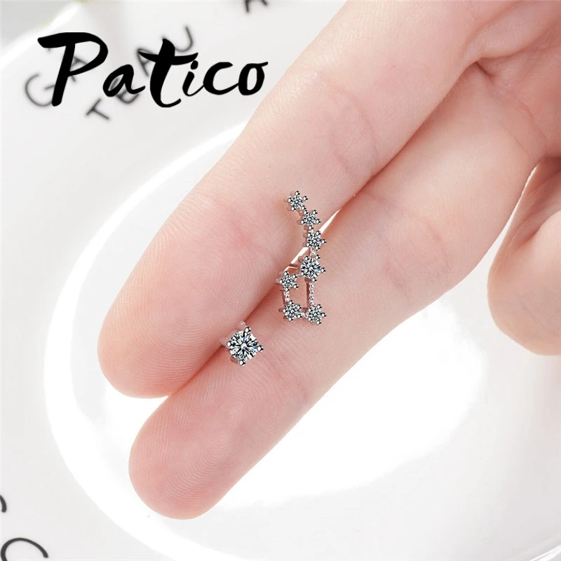 

Women New Asymmetrical Cubic Zirconia 925 Sterling Silver Jewelry Long Earrings For Weddings/Engagements/Anniversary Party