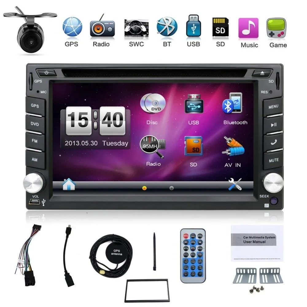 2018 Новый 6 2 &quotСенсорный Экран Авто DVD din плеер gps навигации Карта памяти SD Bluetooth FM