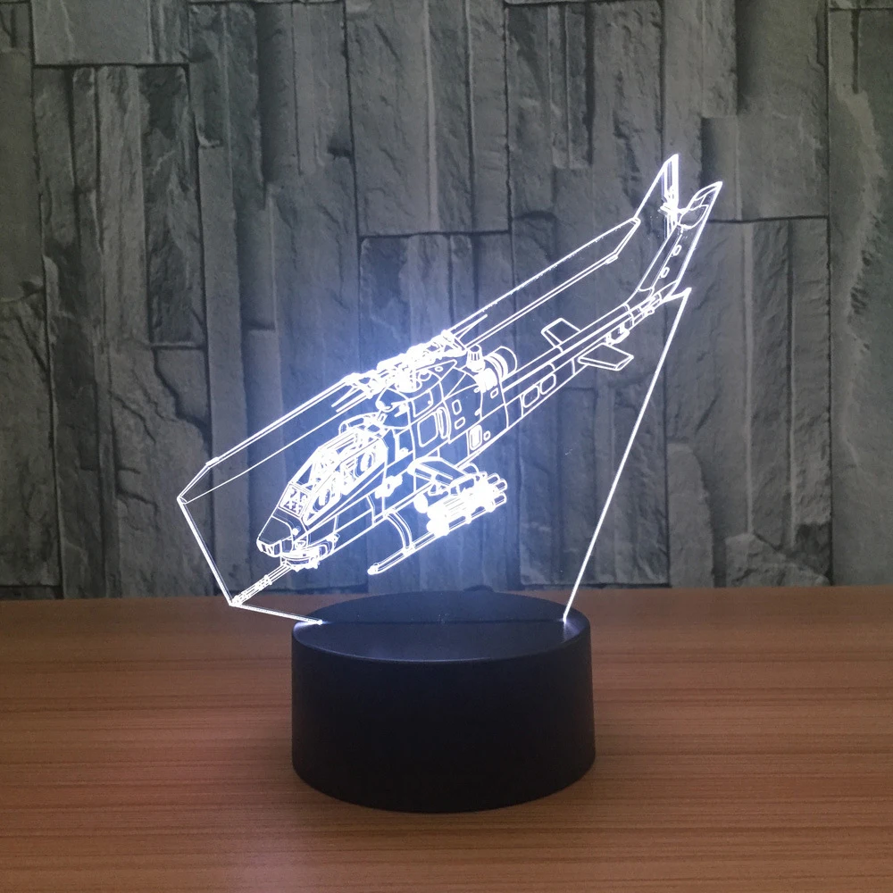 3D светодиодные ночники в виде вертолета сменные для самолета настольная лампа