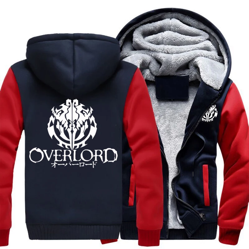 Japanese Anime Overlord Printing Men Zipper Hoodie Oversized Fleece Thicken Jacket Sweatshirt Coat Cosplay Costume Drop Ship | Мужская