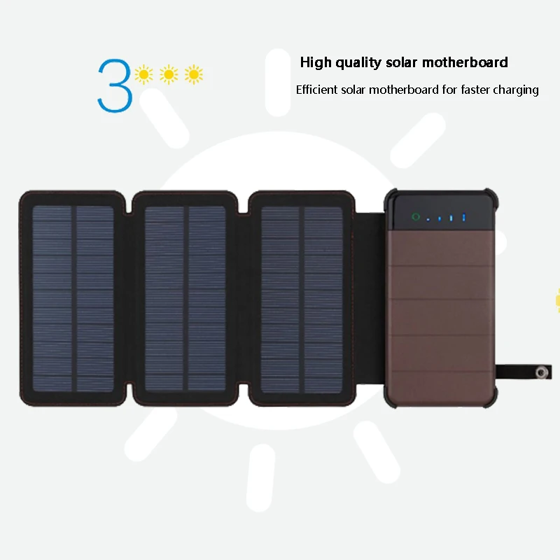 3 pieces of solar en 20000 мАч Солнечный внешний аккумулятор, настоящая Солнечная функция, открытый портативный складной водонепроницаемый солнечное зарядное устройство povebank - Цвет: 3 pieces of solar en