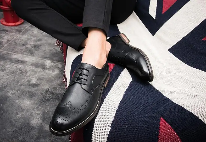 Обувь мужская деловая На Шнуровке Классическая Повседневная обувь на низком