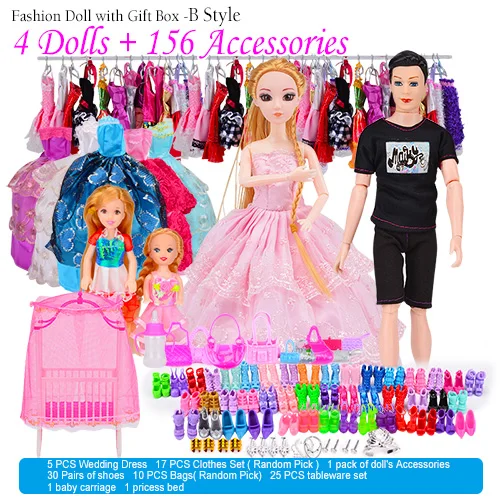UCanaan DIY Dressup, игрушки для девочек, набор, кукла принцессы для детей, подвижное шарнирное тело, супер мульти аксессуары для кукол 30 см - Цвет: 156 Accessories