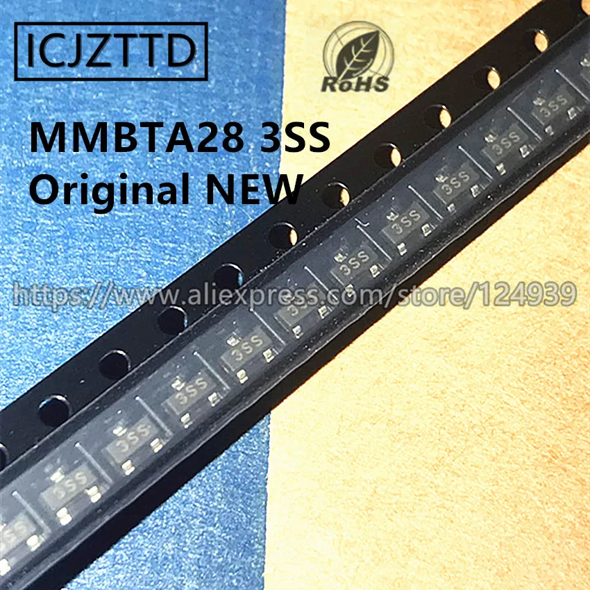 

100PCS Original MMBTA28 A28 Marking 3SS SOT-23 MMBTA28LT1G MMBTA28LT1 TRANS NPN DARL 80V 0.5A MPSA28 TO-92 PZTA28 SOT-223