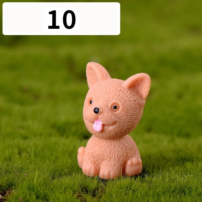 10 Миниатюрная фигурка мини-собаки щенка из мультфильма, фигурка животного, украшение торта, украшение из смолы, сказочный садовый декор, украшение для дома, аксессуары для творчества - Цвет: 10