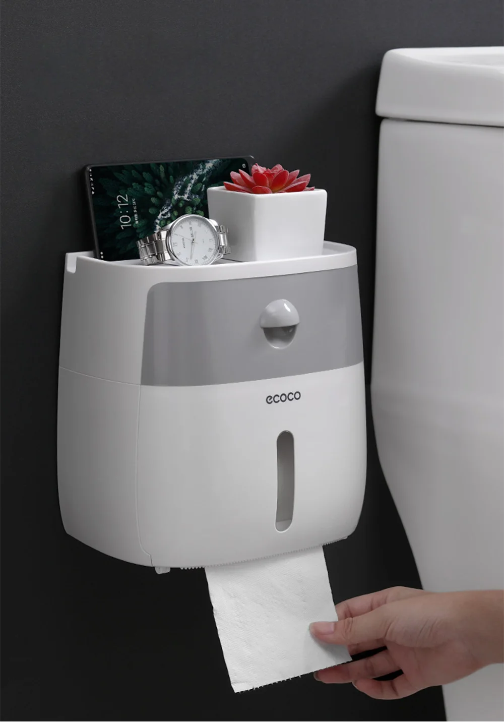 Ecoco двухслойная коробка для хранения салфеток водонепроницаемый настенный держатель для туалетной бумаги для гостиной ванной комнаты кухни#3