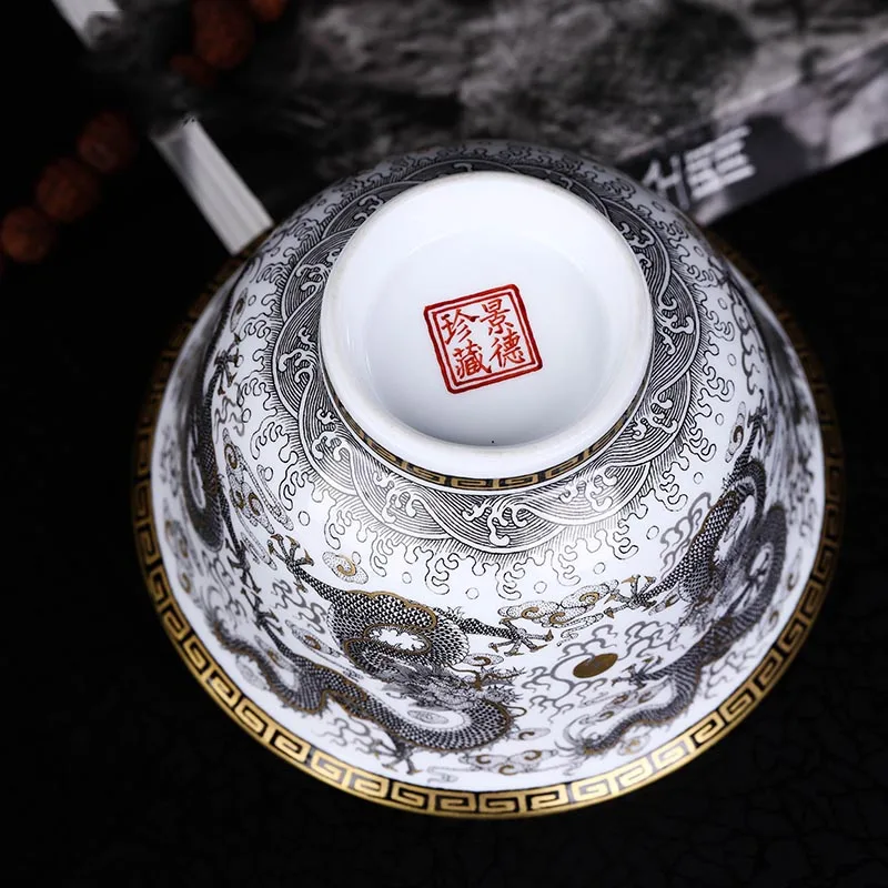 160 мл Цзиндэчжэнь Gaiwan ручная роспись Дракон узор благородная чайная чаша