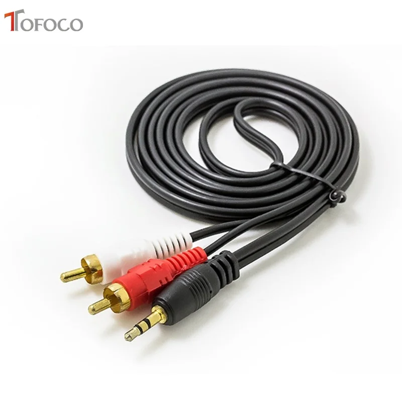 2017 ограниченная по времени Акция Tofoco 3 5 мм Джек к 2 Rca для аудио кабелей Штекерный