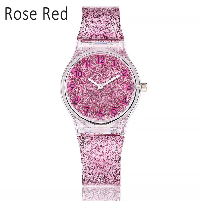 

Hot Women Shiny Quartz Watch Silicone Strap Glitter Round Dial Girl Casual Wristwatch MSK66