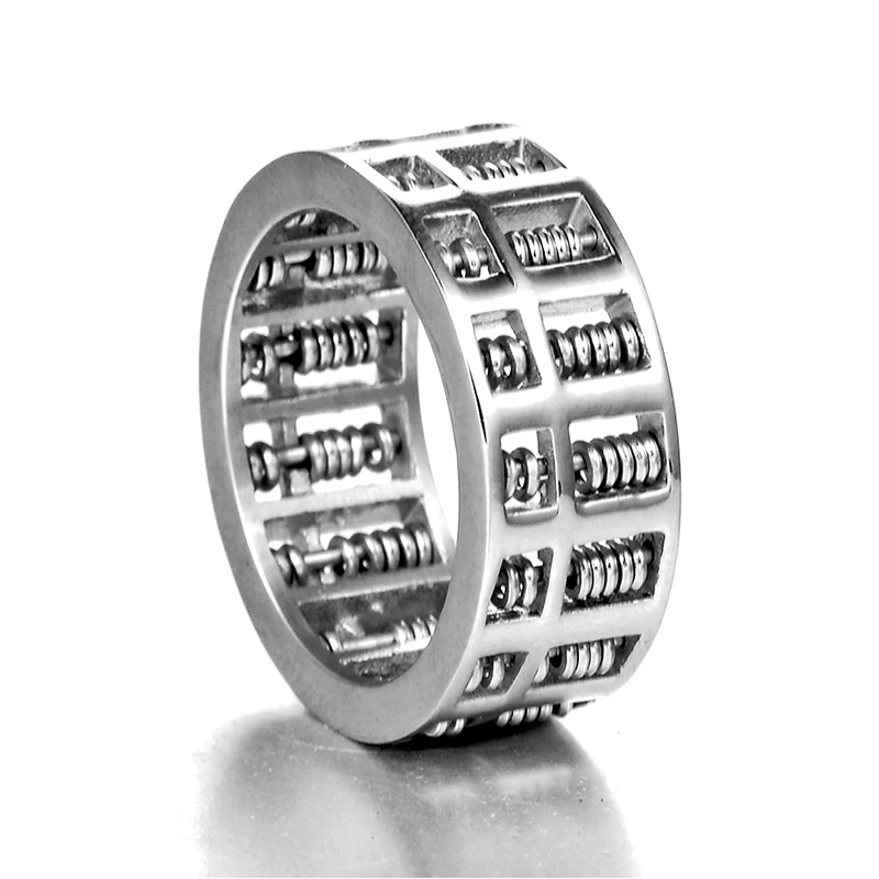 V-COOL Fashion Abacus Ring For Men Women High Quality Maths Number Jewelry Stainless Steel Charm Gift VR262 | Украшения и