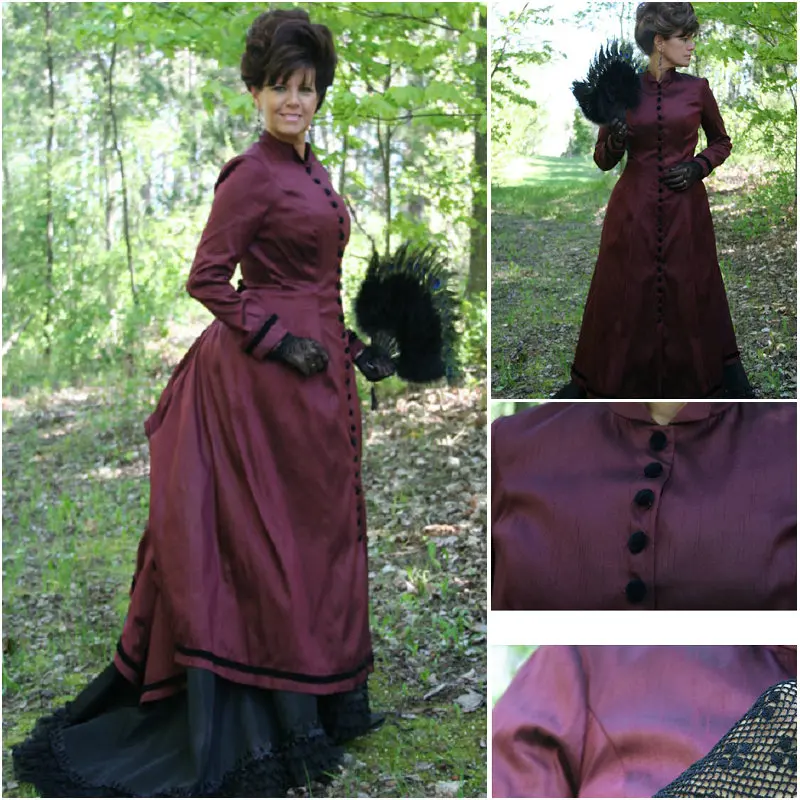 History!Customer-made Red Victorian dress 1860s Civil war Dress Scarlett Theater Costume Halloween Renaissance V-516 |