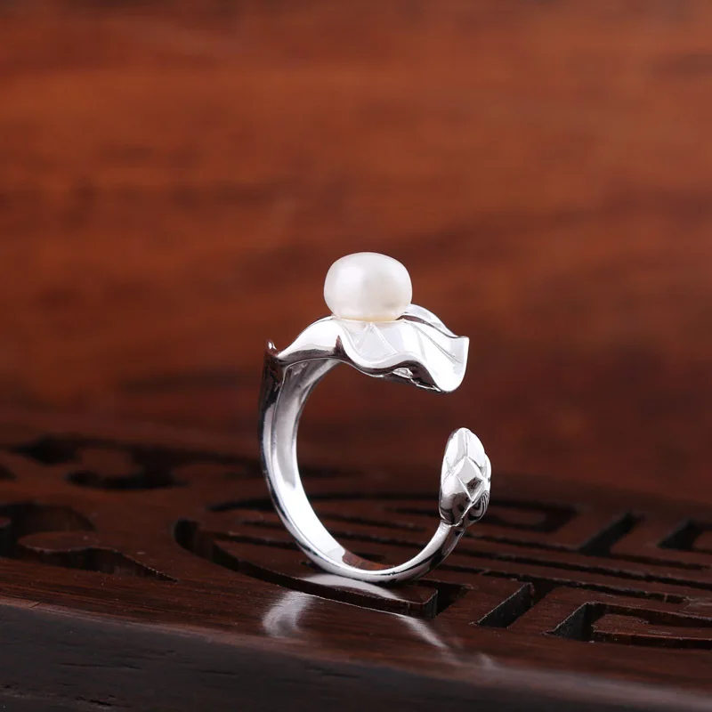 S92 твердое Стерлинговое SIL дзен йога Лотос пресноводный жемчуг регулируемое