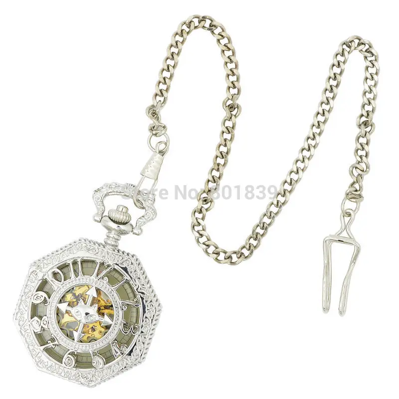 Мужские карманные часы большого размера из металлического сплава с блестящей