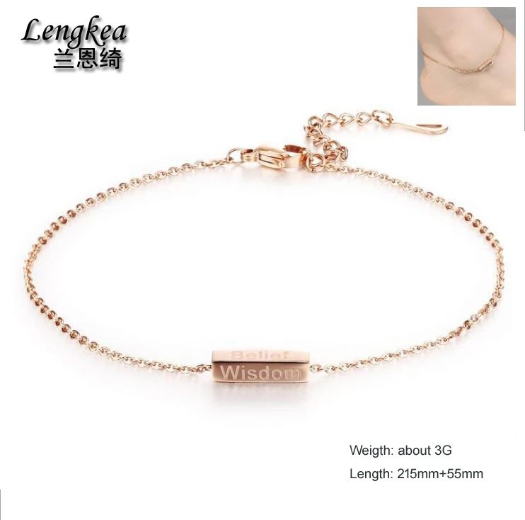 Женский браслет Lengkea jewery цепочка из розового золота нержавеющая сталь 316L на