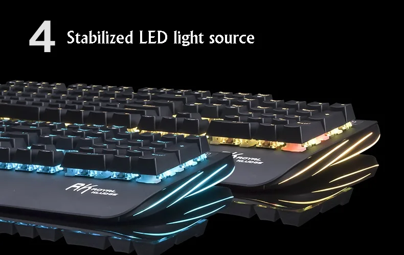 Royal Kludge Black Shodow металлическая панель RGB с подсветкой USB Проводная Механическая клавиатура, большая Подставка для рук черная, синяя, коричневая, красная ось