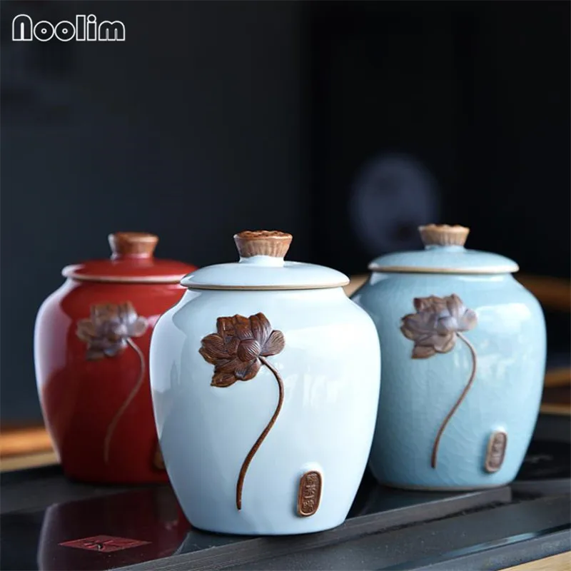 Ceramic Tea Caddy Retro Coarse Pottery Tea Cans Cork Tea Storage Chinese Kung Fu Tea Sets Sealed Jar Storage Containers