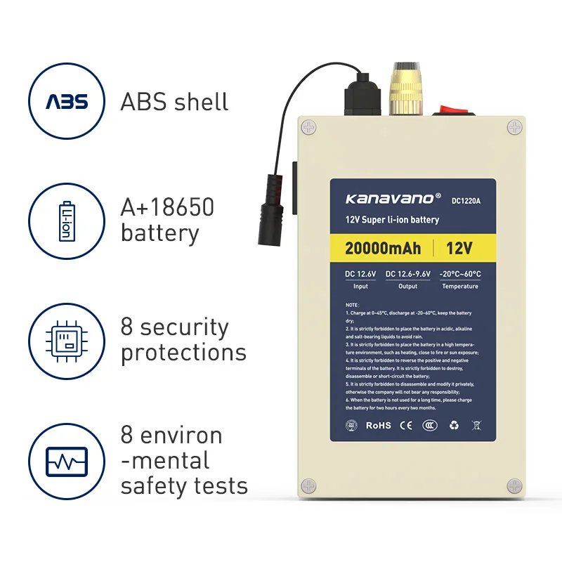 Лучшая литиевая аккумуляторная батарея 12v 20Ah перезаряжаемые литиевые батареи зажимный винт 500 Вт Высокая мощность и емкость переменного тока 2A зарядное устройство с BMS