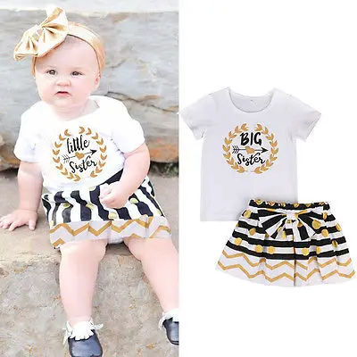 Хлопковое платье-комбинезон для маленьких девочек с рисунком маленькая сестра