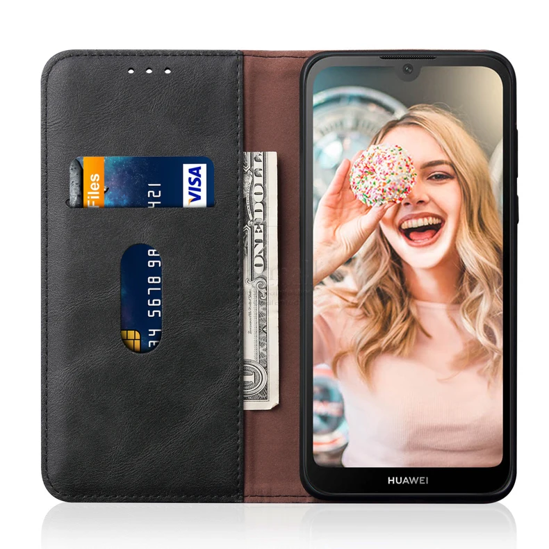 Роскошный тонкий кожаный чехол-книжка в стиле ретро для huawei Y5 чехол-кошелек с отделением для карт Магнитный чехол-книжка для Honor 8S чехол для телефона s