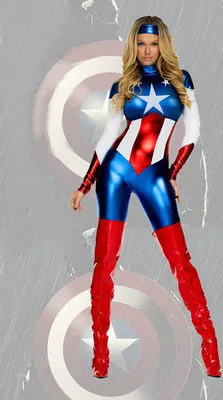 captain america 2 Костюм Капитана Америки для девочек, костюм на Хеллоуин, Европейская и американская Игровая форма, соблазнительный клубный костюм Человека-паука - Цвет: captain america 2