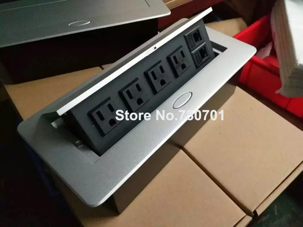 

4 US power 2 network deaktop socket box
