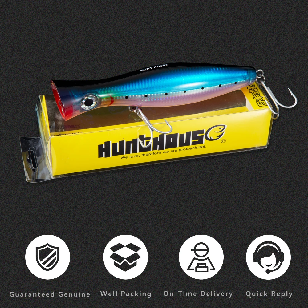 

Hunthouse fishing lure 200/160/120mm 150/83/43g big popper hard lure for fishing bass fishing tackle musted hook