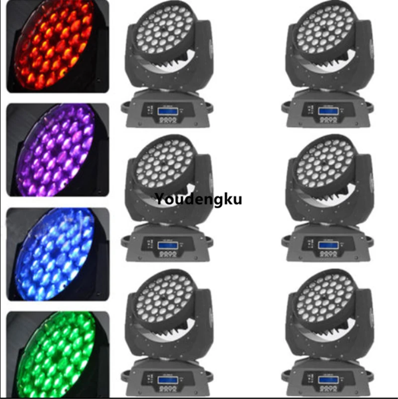 6 шт. dmx 4-в-1 rgbw 36x10 zoom aura wash moving head light 36x10w led | Лампы и освещение