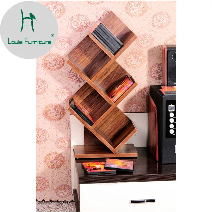 

Louis Fashion CD Racks Shelf Wooden Furniture Optical Disc Receiving Frame TV Cabinet Decoration Video Creative Desktop