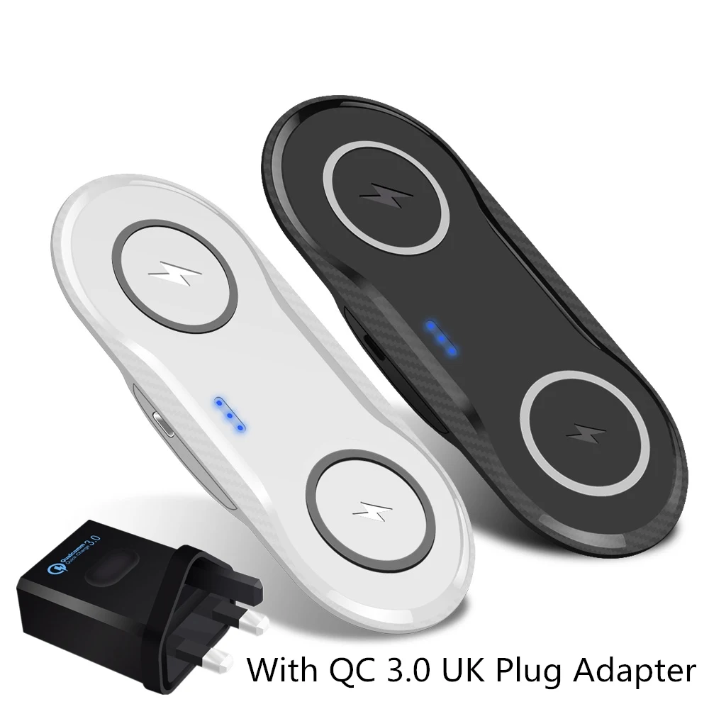 With QC 3.0 UK Plug FDGAO 20 Вт QI Беспроводное зарядное устройство двойной быстрой зарядки для iPhone 11 XS Max XR X 8 Airpods 10 Вт Двойная зарядка для samsung S10 S9 S8 - Тип штекера: With QC 3.0 UK Plug