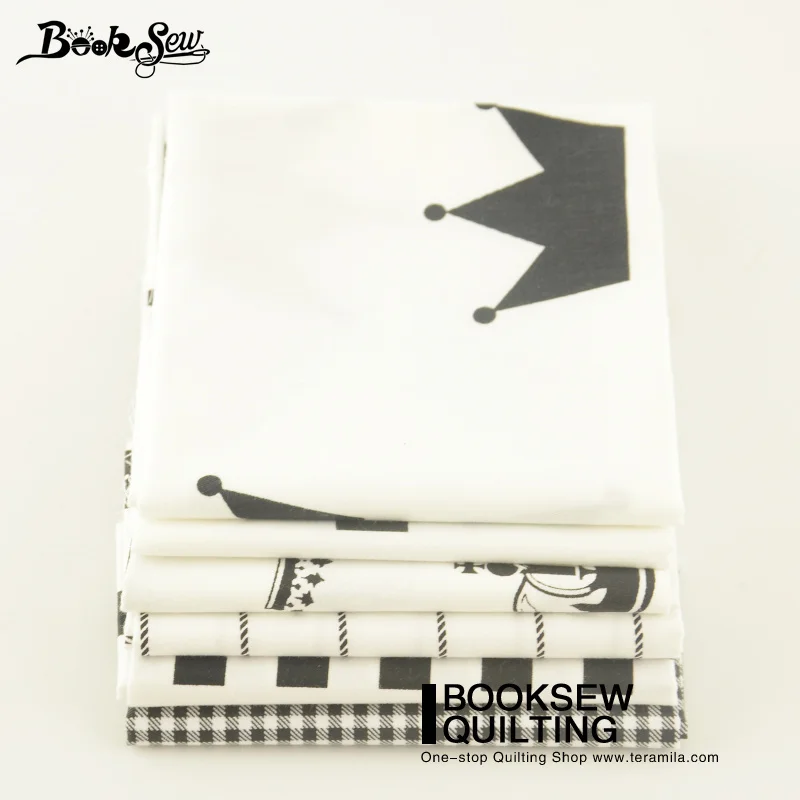 Booksew Cotton Fabric Fat Quarter Bundle 6PCS/Lot Sewing Patchwork Baby Pillow Bed Sheet Crown Checks Design Cloth Home Textile|fat quarter