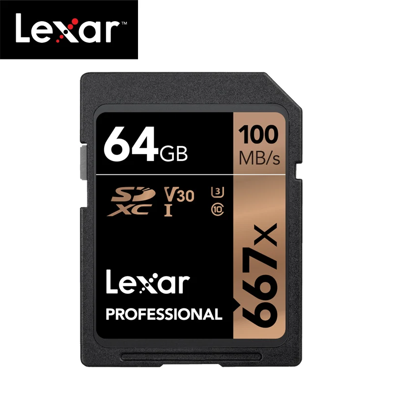 Оригинальный Lexar 667x до 100 МБ/с. флэш-карта памяти SD 64 Гб 128 V30 UHS-I U3 высокоскоростная