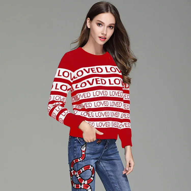 Письмо нового фонда 2017 г. осень-зима жаккардовый свитер с толстой круглой Свитер