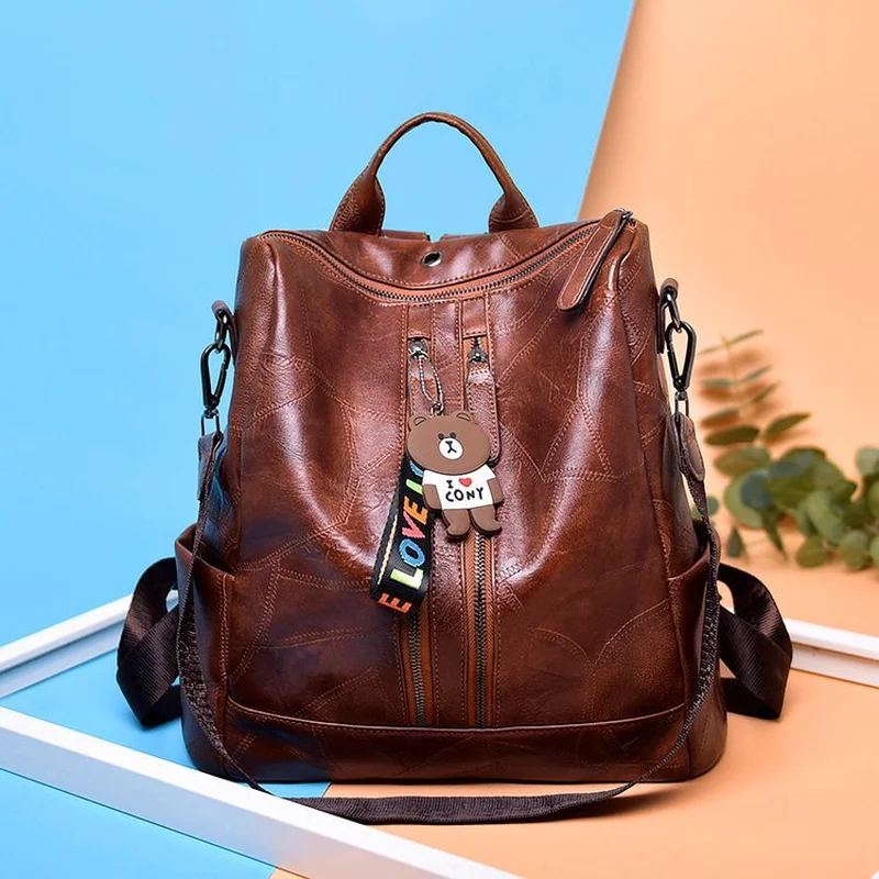 Модный молодежный кожаный рюкзак для женщин школьный ранец девочек подростков