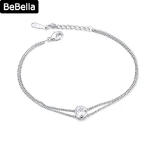 Женский двойной браслет цепочка BeBella с круглым кубическим