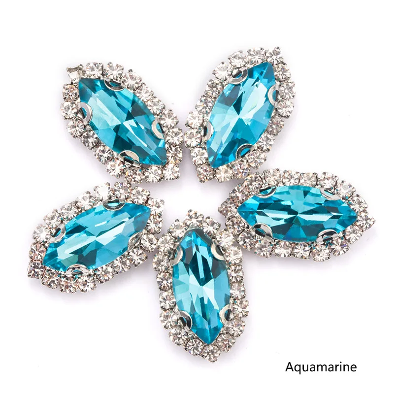 aquamarine Хрусталь смешанного цвета Стекло Красочные пришить Камень коготь стразы цепи камень, Diy аксессуары для одежды, сумки - Цвет: aquamarine