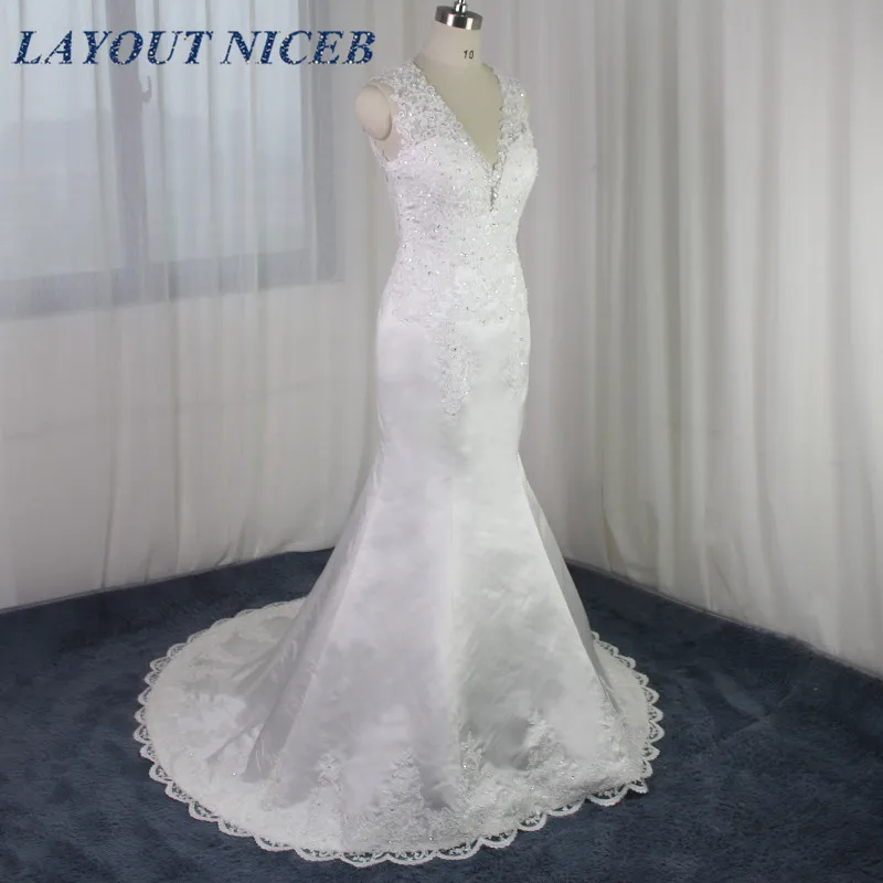 Новый Новинка 2017 года атласная Русалка свадебное платье сексуальное с открытой
